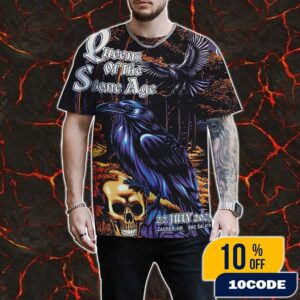 Queens Of The Stone Age The End Is Nero Tour 22 July 2025 At Zagreb HR SRC Salata Poster Artwork By edgarzilla All Over Print Graphic T-Shirt, Hoodie