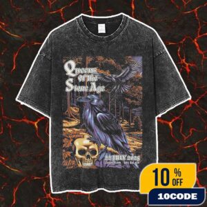 Queens Of The Stone Age The End Is Nero Tour 22 July 2025 At Zagreb HR SRC Salata Poster Artwork By edgarzilla Vintage Washed Unisex T-Shirt