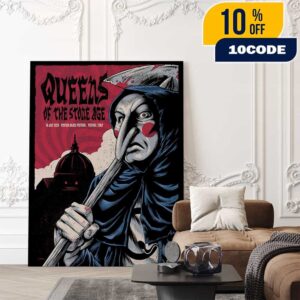 Queens Of The Stone Age The End Is Nero Tour July 15 2025 Pistoia Blues Festival Italy Poster Event Artwork By F4D Studios Poster Canvas Home Decor