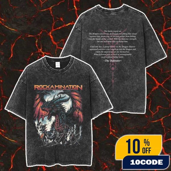 Rockamination Festival 2025 Official Merchandise 3.0 12-13 July 2025 At Stadion Wilis Madiun With Line Up Backprint Merch Unisex Two Sided Washed T-Shirt