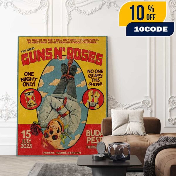 The Great Guns N’ Roses No One Escapes This Show Event Poster Artwork July 15 2025 At Budapest Hungary Ferenc Puskas Stadium Poster Canvas Home Decor