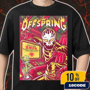 The Offspring SUPERCHARGED World Tour 2025 July 26 2025 At Ruoff Music Center Noblesville Indiana Poster Event Artwork By Tim Baron Merch Unisex T-Shirt