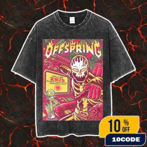 The Offspring SUPERCHARGED World Tour 2025 July 26 2025 At Ruoff Music Center Noblesville Indiana Poster Event Artwork By Tim Baron Vintage Washed Unisex T-Shirt