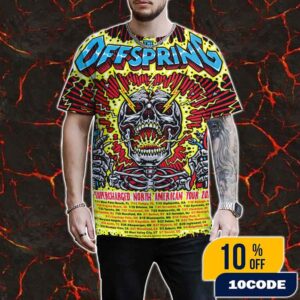 The Offspring Supercharged North American Tour 2025 Poster Tour Dates Artwork By Jimbo Phillips All Over Print Graphic T-Shirt, Hoodie