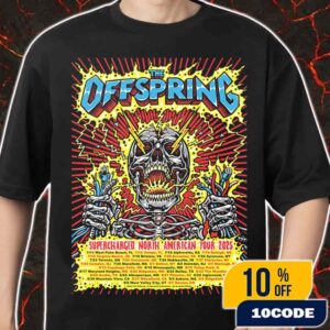 The Offspring Supercharged North American Tour 2025 Poster Tour Dates Artwork By Jimbo Phillips Merch Unisex T-Shirt