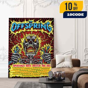 The Offspring Supercharged North American Tour 2025 Poster Tour Dates Artwork By Jimbo Phillips Poster Canvas Home Decor