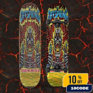 The Offspring Supercharged North American Tour 2025 Poster Tour Dates Artwork By Jimbo Phillips Skateboard Event Deck