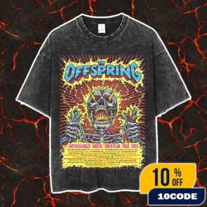 The Offspring Supercharged North American Tour 2025 Poster Tour Dates Artwork By Jimbo Phillips Vintage Washed Unisex T-Shirt