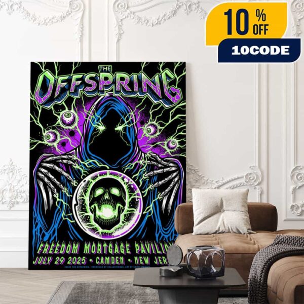 The Offspring Supercharged World Tour 2025 Concert Poster Event July 29 2025 At Freedom Mortgage Pavilion Camden New Jersey Art By The Art Of Keith Stanley Poster Canvas