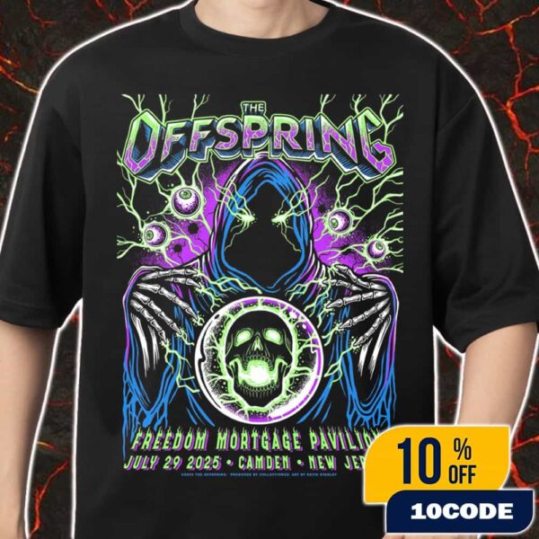 The Offspring Supercharged World Tour 2025 Concert Poster Event July 29 2025 At Freedom Mortgage Pavilion Camden New Jersey Art By The Art Of Keith Stanley Unisex T-Shirt