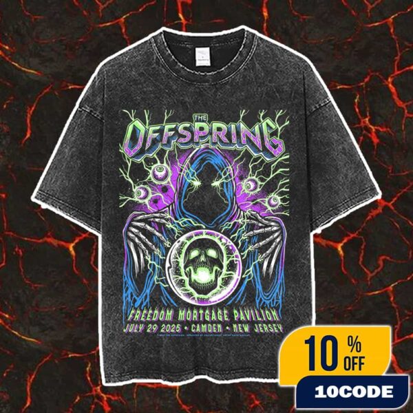 The Offspring Supercharged World Tour 2025 Concert Poster Event July 29 2025 At Freedom Mortgage Pavilion Camden New Jersey Art By The Art Of Keith Stanley Washed T-Shirt