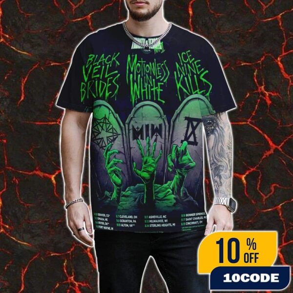 The Trinity Of Terror Tour 2025 With Ice Nine Kills – Black Veil Brides and Motionless White Tour Dates On Aug And Sept All Over Print T-Shirt