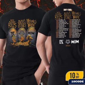 The Trinity Of Terror Tour 2025 With Ice Nine Kills – Black Veil Brides and Motionless White Tour Dates On Oct Nov And Dec Merch T-Shirt Two Sides