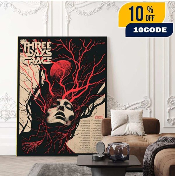 Three Days Grace Alienation 2025 Tour Poster Merch Fan Gifts Home Decor Poster Canvas