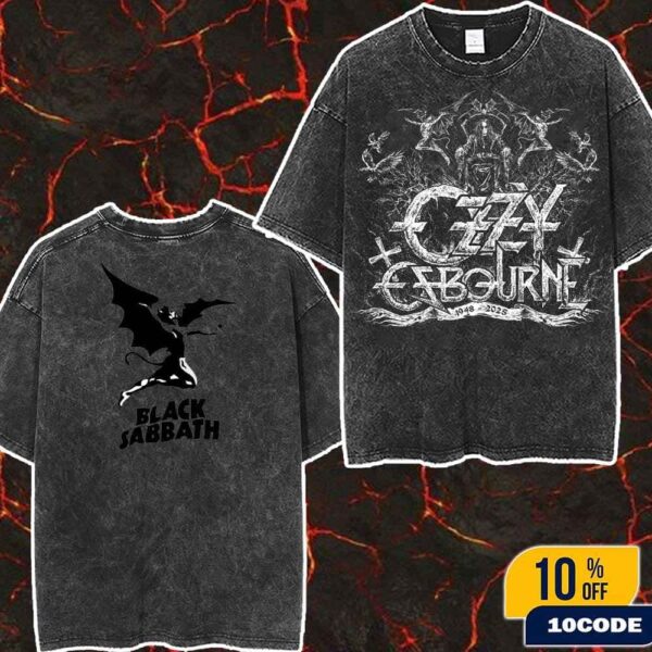 Tribute To Mr Crowley Ozzy Osbourne Black Sabbath RIP 1948-2025 Wash T-Shirt Two Sides