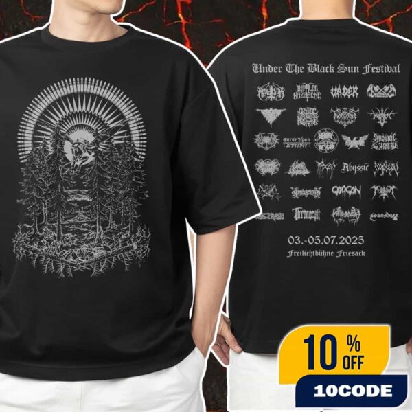 Under The Black Sun Open Air Festival 2025 Black Metal July 3-5 2025 At Friesack Germany UTBS2025 Version Double Sides Unisex T-Shirt Merchandise