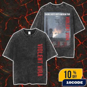 Violent Vira Chasing Ghosts North American Tour Part 1 ft Novulent x Rehash x Clarion Poster Tour Dates 2025 Merch Unisex Two Sided Washed T-Shirt