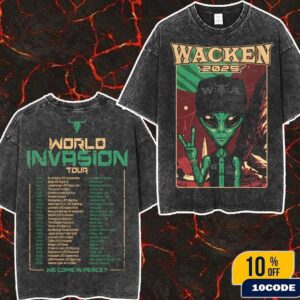 Wacken 2025 Woeld Invasion Tour Tee WOA We Come In Perce Wash Two Sides T-Shirt