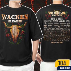 Wacken Open Air 2025 In Schleswig Holstein Germany Roses Tee Festival From July 30 To August 2 Merch Two Sides T-Shirt