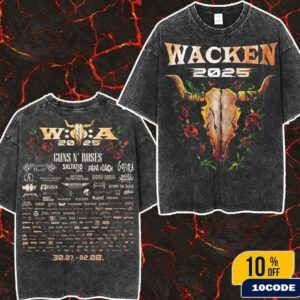 Wacken Open Air 2025 In Schleswig Holstein Germany Roses Tee Festival From July 30 To August 2 Wash Two Sides T-Shirt