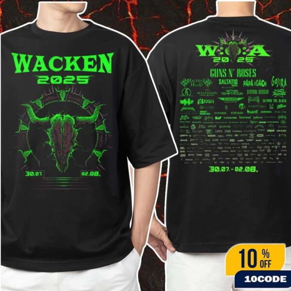 Wacken Open Air 2025 In Schleswig Holstein Germany Stargate Tee Festival From July 30 To August 2 Merch Two Sides T-Shirt