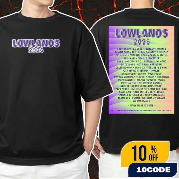A Campingflight To Lowlands Paradise Festival 15-16-17 August 2025 At Evenemententerrein Walibi Holland Biddinghuizen Netherlands Poster Lineup Unisex T-Shirt Merchandise