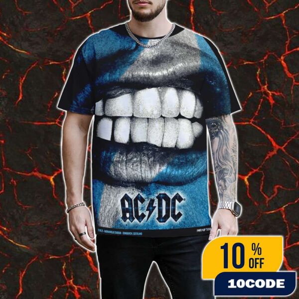 AC/DC PWR UP Tour 2025 Edinburgh August 21 2025 At Murrayfield Stadium Scotland Event Poster Artwork By Tommy Davidson-Hawley All Over Print Graphic T-Shirt, Hoodie