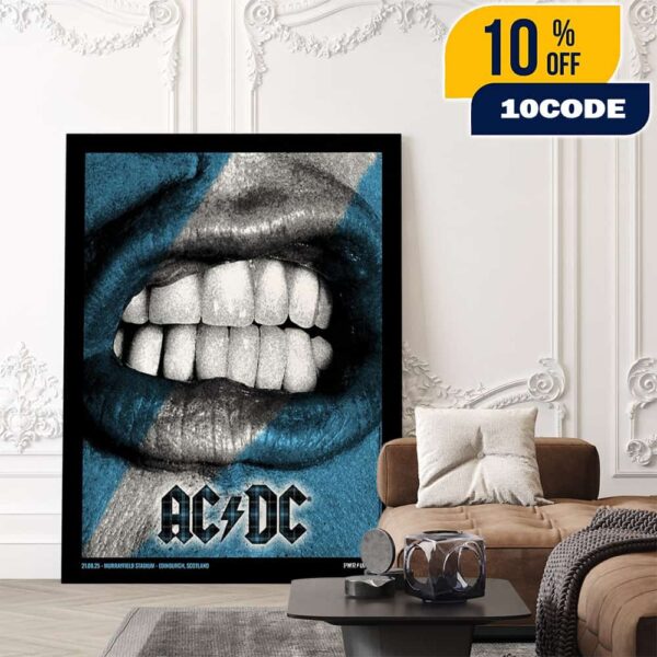 AC/DC PWR UP Tour 2025 Edinburgh August 21 2025 At Murrayfield Stadium Scotland Event Poster Artwork By Tommy Davidson-Hawley Poster Canvas Home Decor