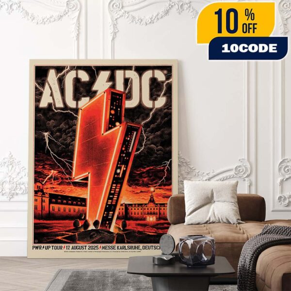 AC/DC PWR UP Tour August 17 2025 At Messe Karlsruhe Deutschland Germany Poster Event Artwork By Max Loffler Poster Canvas Home Decor