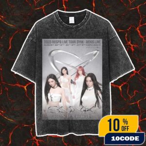 Aespa Live Tour 2025 Synk aeXIS Line Poster August Tour Dates KSPO Dome Vintage Washed Unisex T-Shirt