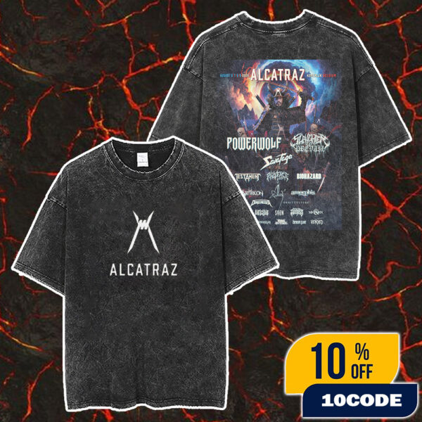 Alcatraz Festival August 6-7-8-9 2025 At Kortrijk Belgium Poster Lineup Headliners Theme Samurai Artwork Merch Unisex Two Sided Washed T-Shirt