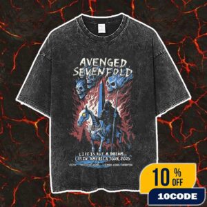 Avenged Sevenfold Life Is But A Dream Latin America 2025 Tour On September 25 At Movistar Arena Buenos Aires Argentina Art By Whitepogon Vintage Washed Unisex T-Shirt