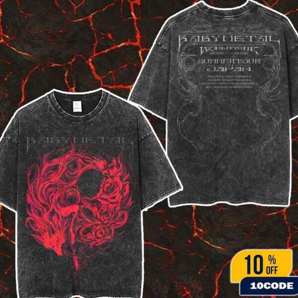 Babymetal World Tour 2025-2026 Summer Tour In Japan REQUIEM Tee Merchandises Fan Gifts Tour On Aug 2025 Wash T-Shirt Two Sides