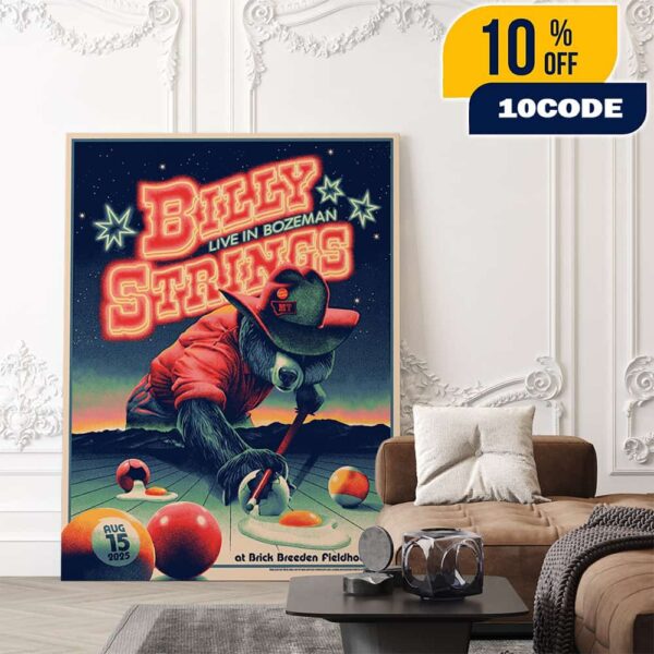 Billy Strings Live In Bozeman August 15 2025 At Brick Breeden Fieldhouse Poster Event Artwork By Max Loffler Poster Canvas Home Decor