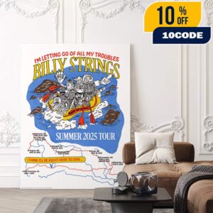 Billy Strings Summer 2025 Tour I’m Letting Go Of All My Troubles Event Poster Artwork By Hailey Miller Beiden August Tour Dates Poster Canvas
