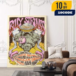 Billy Strings Summer 2025 Tour I’m Letting Go Of All My Troubles Event Poster No 2 Artwork By Logan Fox August Tour Dates Poster Canvas Home Decor