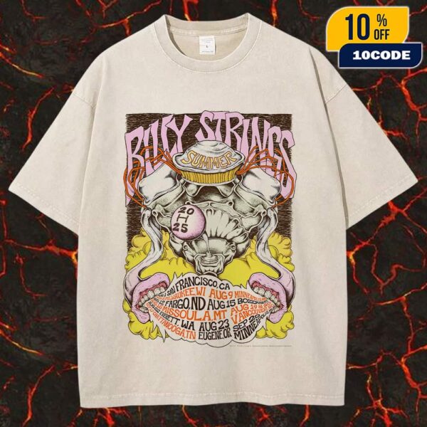 Billy Strings Summer 2025 Tour I’m Letting Go Of All My Troubles Event Poster No 2 Artwork By Logan Fox August Tour Dates Unisex Washed Tee