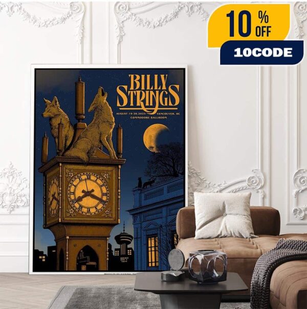 Billy Strings Vancouver BC Canada 2025 Event Poster At Commodore Ballroom On August 19th 2025 Artwork By Pat Hamou Home Decor Poster Canvas