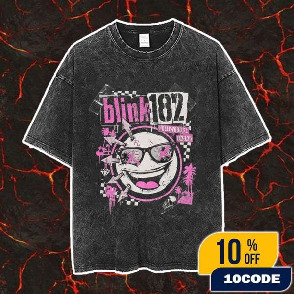 Blink-182 Hollywood Florida Event Tee On August 28 2025 Missionary Impossible Tour Open The Door Artwork By kyleisez Vintage Washed Unisex T-Shirt