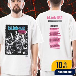 Blink-182 Missionary Impossible 2025 Tour Event Tee Version 2 With Tour Dates Backprint Unisex T-Shirt Merch
