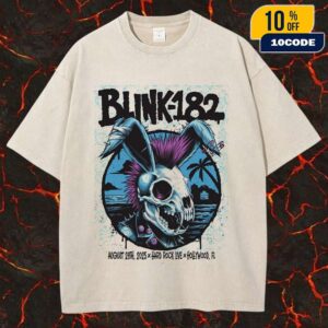 Blink-182 Missionary Impossible 2025 Tour On August 28 2025 At Hard Rock Live Hollywood Florida Poster Artwork By Brandon Heart Unisex Washed Tee