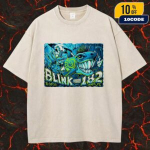 Blink-182 Missionary Impossible Tour 2025 On August 29 2025 At Tampa FL MidFlorida Credit Union Amphitheatre Poster Event Artwork By Landon Armstrong Unisex Washed Tee