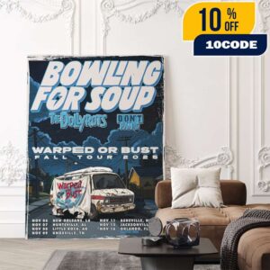 Bowling For Soup Warped Or Bust Fall Tour 2025 With The Dollyrots x Don’t Panic Poster Tour Dates Poster Canvas Home Decor