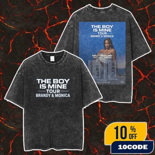 Brandy And Monica The Boy Is Mine Tour 2025 With Kelly Rowland x Coco Jones x Muni Long Poster Tour Dates Merch Unisex Two Sided Washed T-Shirt