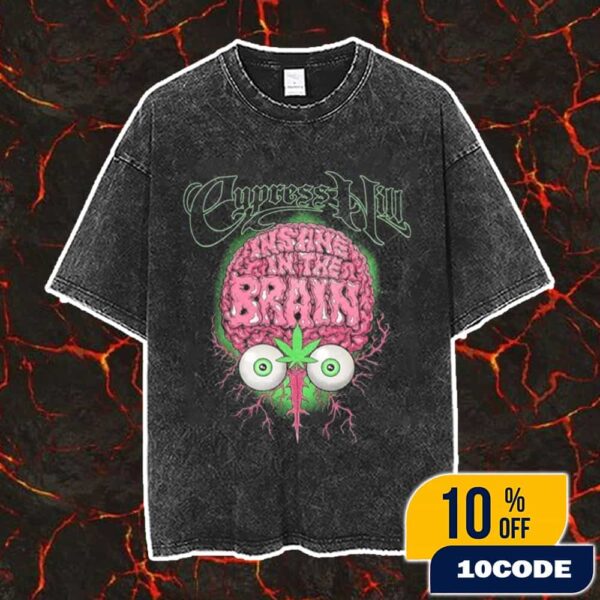 Cypress Hill Brain European Tour 2025 Limited Edition Artwork By Puis Calzada Vintage Washed Unisex T-Shirt