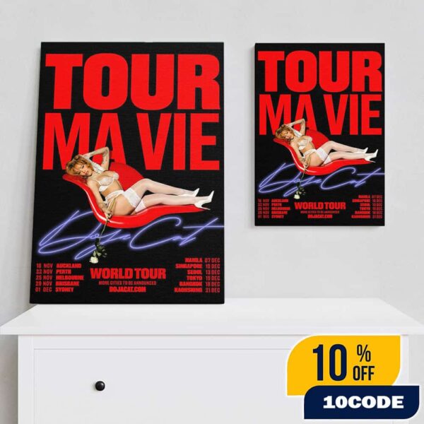 Doja Cat Ma Vie World Tour 2025 New 5th Album And Jealous Type New Singer With Tour Dates Poster Canvas
