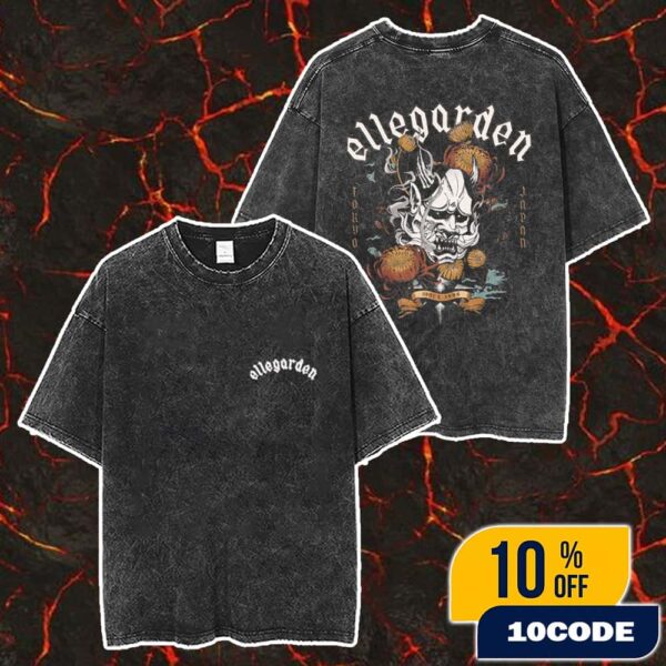 Ellegarden Rising Sun Rock Festival 2025 In Ezo Hannya Merch Unisex Two Sided Washed T-Shirt