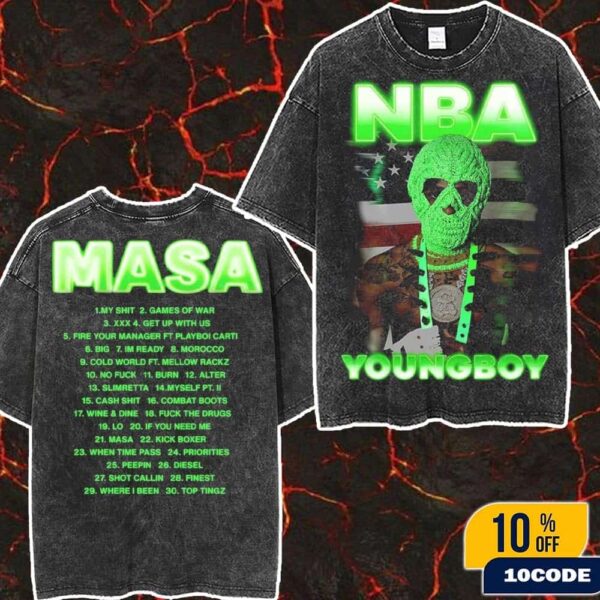 Full Tracklist Album Masa NBA Youngboy Fan Gifts Wash Two Sides T-Shirt