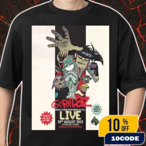 Gorillaz One Night Only Debut Album Performed In Full House Of Kong Exhibition 8 August To 3 September 2025 Event Poster Concert At Copper Box Arena London Merch Unisex T-Shirt