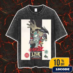 Gorillaz One Night Only Debut Album Performed In Full House Of Kong Exhibition 8 August To 3 September 2025 Event Poster Concert At Copper Box Arena London Vintage Washed Unisex T-Shirt